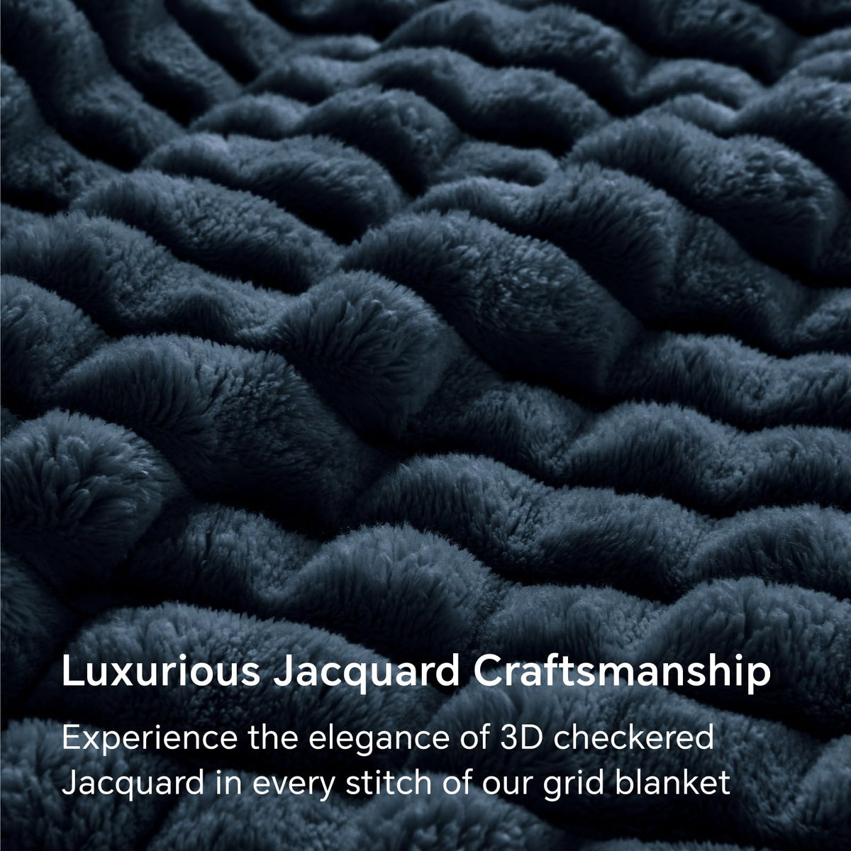 BEDELITE Navy Throw Blanket for Couch and Bed- Super Soft and Warm 3D Checkered Fluffy Fuzzy Fleece Blanket, Luxurious Plush Cozy Blanket for Room Decor Spring, 50x60 inches