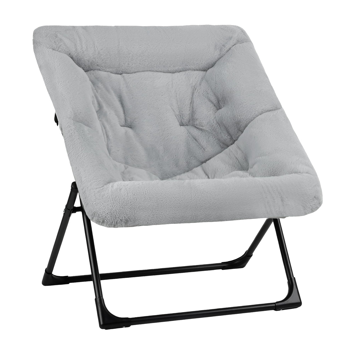 Mordchil HF Folding Saucer Chair, Comfy Faux-Fur Reading Chair, Foldable Accent Chair for Teens, Adults, Oversized Lazy Chair, Large Lounge Chair for Living Room, Bedroom, Dorm, Grey