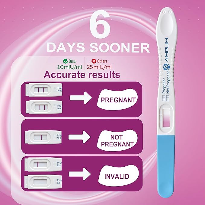 Amplim Fertility HCG Midstream Pregnancy Test Sticks | 99.9% Accurate, Ultra Sensitive 10 MIU/ml, 6 Days Early Detection Results at Home | Rapid 2-Second Test | Bulk Pack of 15 Reliable Strip Sticks