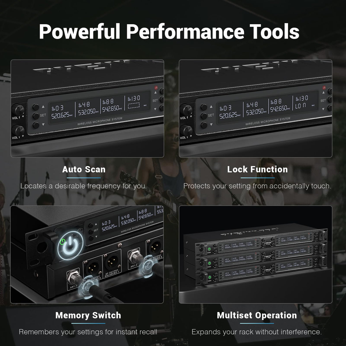 Phenyx Pro Wireless Microphone System, 8-Channel Wireless Mic, w/ 8 Handheld Dynamic Microphones, Auto Scan,8x40 UHF Frequencies, 328ft Range, Mics for Singing,Church, Karaoke(PTU-6000-8H)