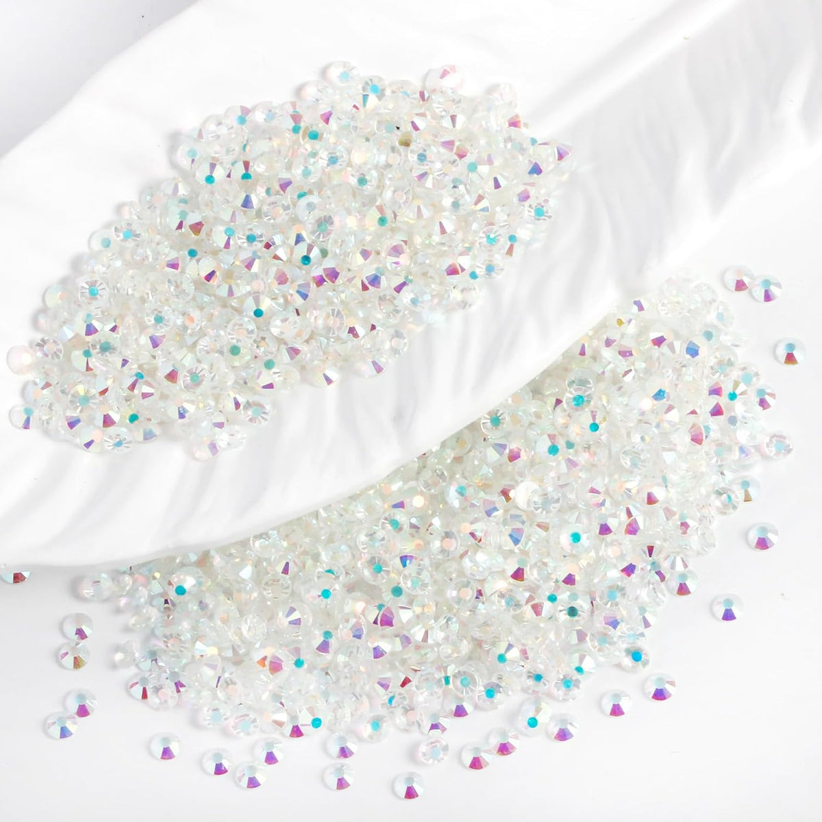 5000PCS SS6 Flatback Rhinestones | 12-Facet Diamond-Cut Glass Gems for Nail Art, Clothing, DIY Crafts |Glue-On Decoration Stones with Silver Backing(Transparent AB)