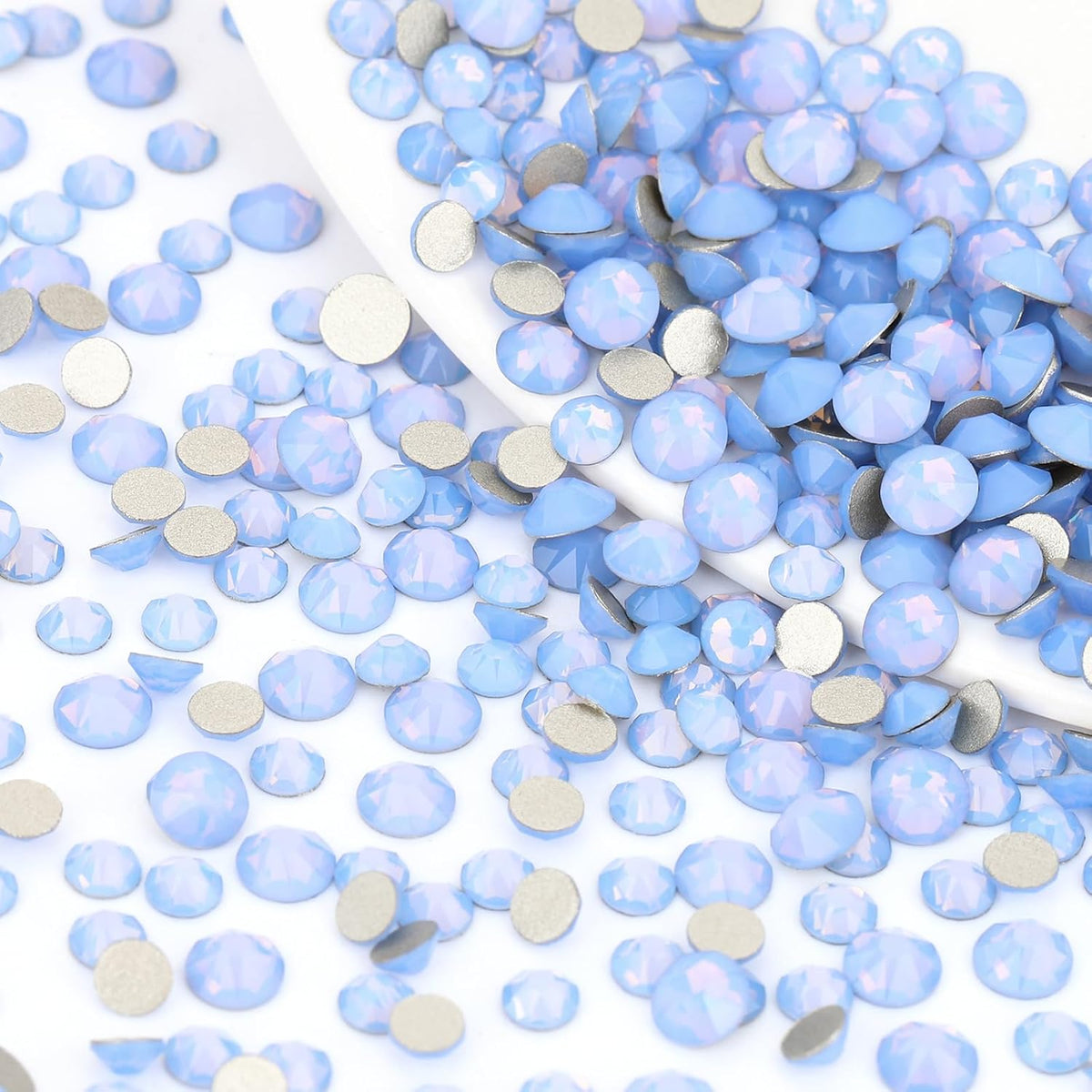 Novani Blue Opal Rhinestones 288pcs Flat Back Round Rhinestone Style 2088 Sparkly Crystal Gemstones for Nail Art and Crafting SS30,6.4-6.6mm