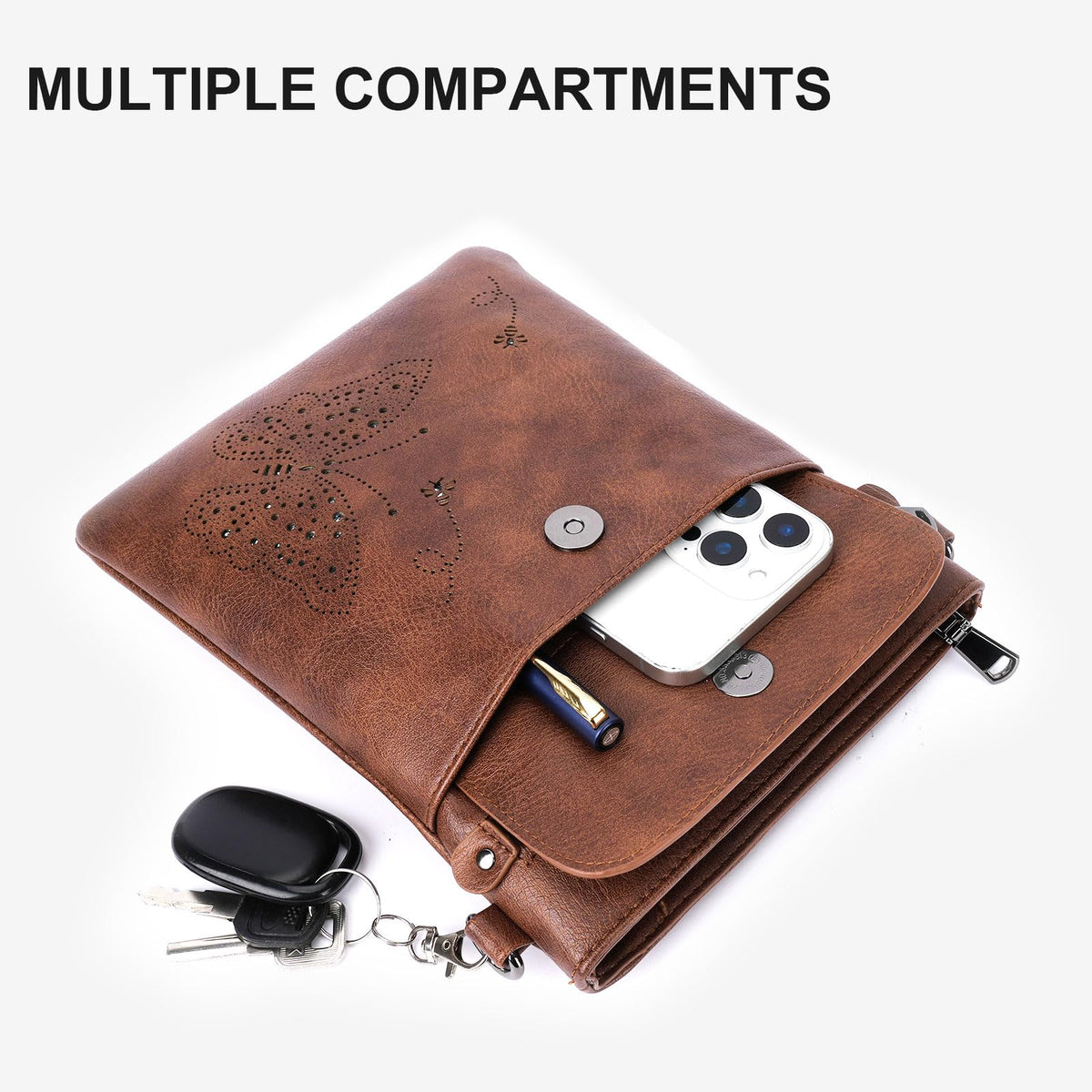 Crossbody Bags for Women Vegan Leather Cross Body Purse with Adjustable Strap Multiple Pockets Shoulder Handbags
