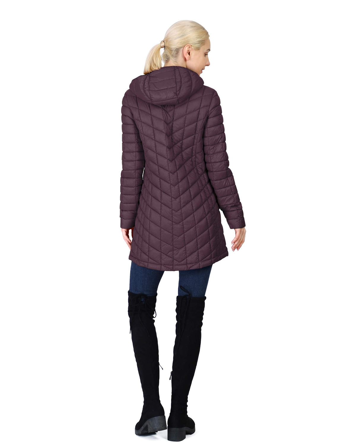 Outdoor Ventures Women's Maryan Hooded Ultra Lightweight Warm Thermolite Long Puffer Coat