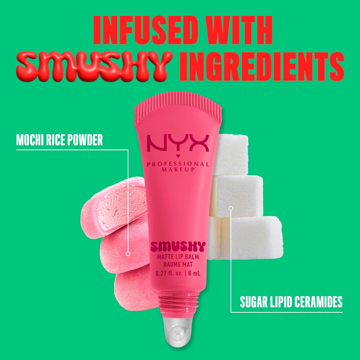 NYX PROFESSIONAL MAKEUP Smushy Matte Lip Balm, Tinted Lip Moisturizer with Soft, Matte Finish - Swipe Sesh (Light Dusty Rose)