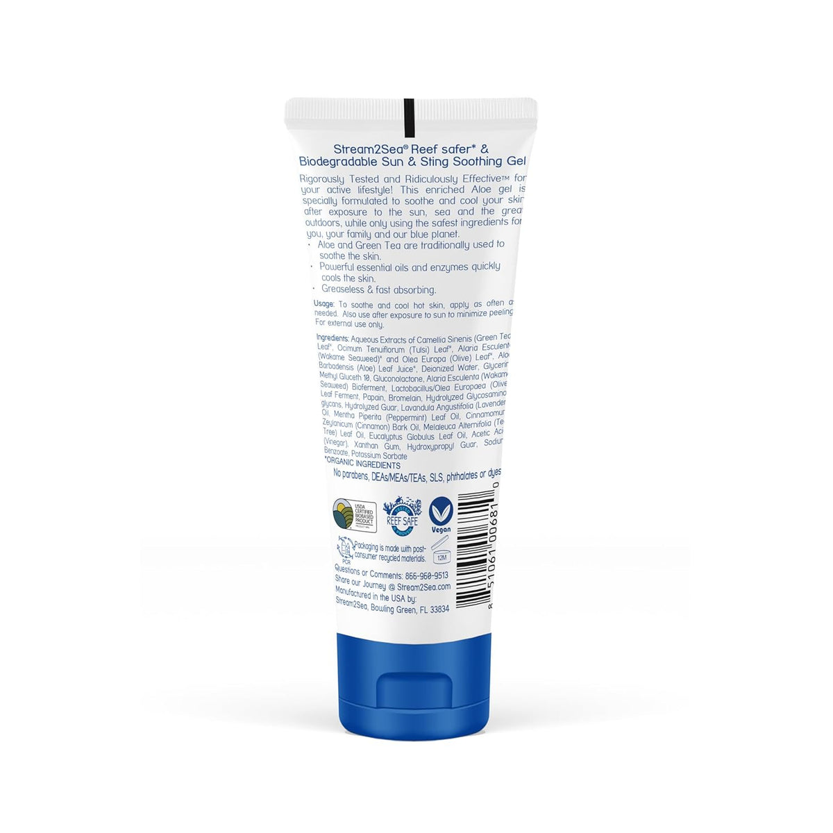 STREAM 2 SEA Sun & Sting Aloe Soothing Gel for Face & Body, Organic Aloe Vera Gel for Sunburn Relief, Travel Size Aloe Vera Gel for Skin, Natural After Sun Care, Pure Aloe After Sun Gel, 2.5 Fl oz