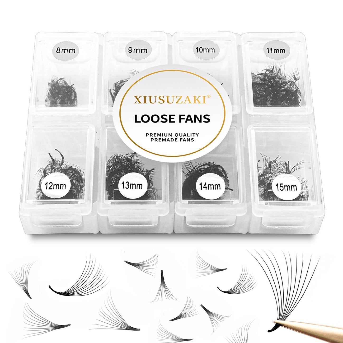 Premade Fans Eyelash Extensions 600 Fans 12D Volume Lash Extensions 0.07 Thickness Eyelash Extension C Curl Premade Lash Fans Mix 8-15mm Fluffy Soft Handmade Loose Fan(600Fans-12D-0.07-C,8-15mm)