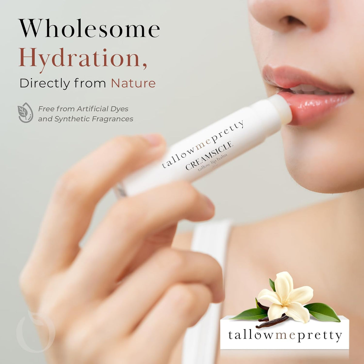 Creamsicle Lip Balm, Luxuriously Soothing & Protective Tallow Lip Balm w/Nutrient-Rich Tallow, Vanilla Bean, Sweet Orange Essential Oil & More, Non-Toxic Lip Care, USA Made, .15 Oz.