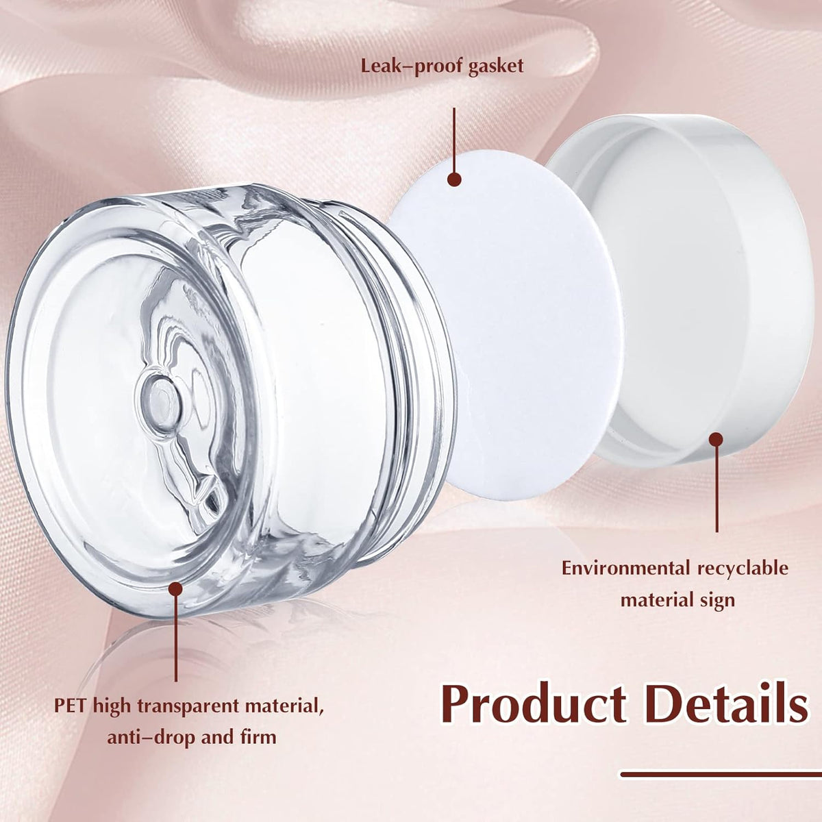 SATINIOR 100 Pcs Plastic Jars with Lids Small Containers Lids Wide Mouth Small Plastic Containers for Lotion Cream Rhinestones Body Butters Travel Storage (2 oz,White)