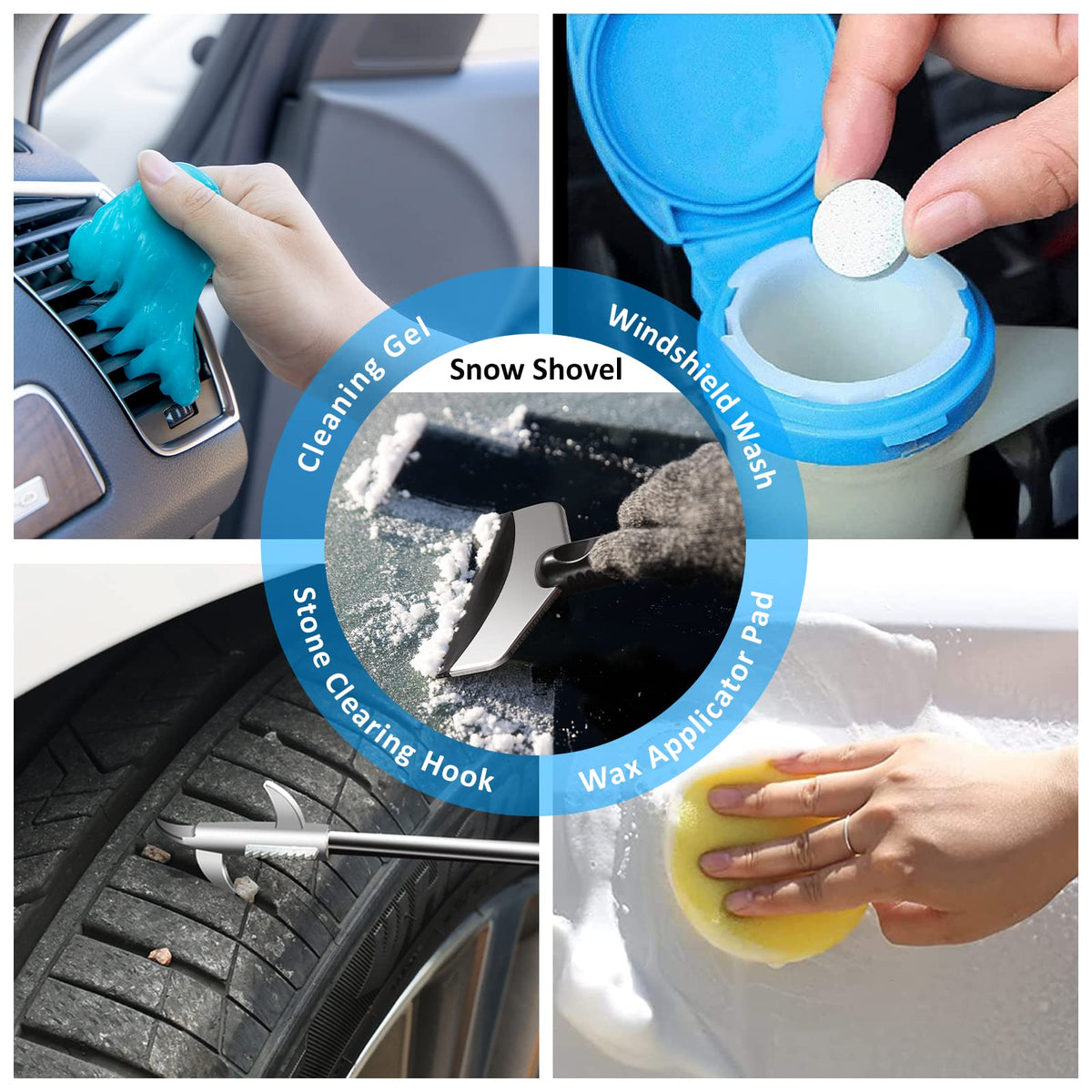 AUTODECO 41Pcs Car Cleaning Wash Kit Interior Detailing Cleaner Kit with High Power Handheld Vacuum, Collapsible Bucket, Windshield Tool, Snow Shovel, Tire Brush, Complete Car Care Tools, Black