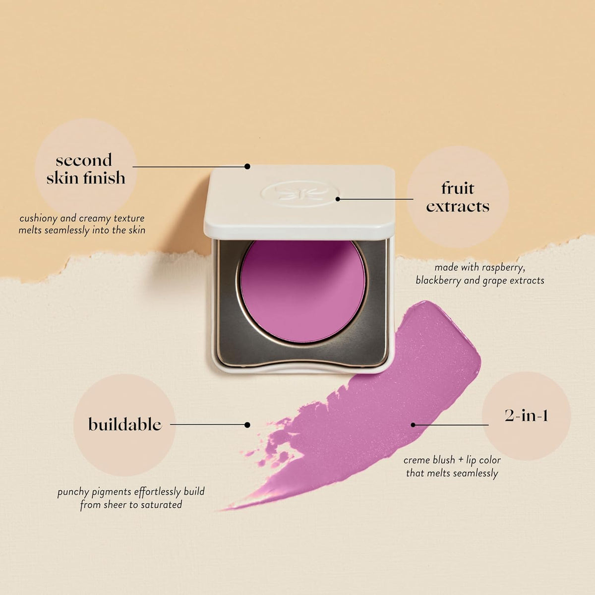 Honest Beauty 2-in-1 Creme Cheek Blush + Lip Color | EWG Verified, Vegan + Cruelty Free | Lush Lilac, .1 oz