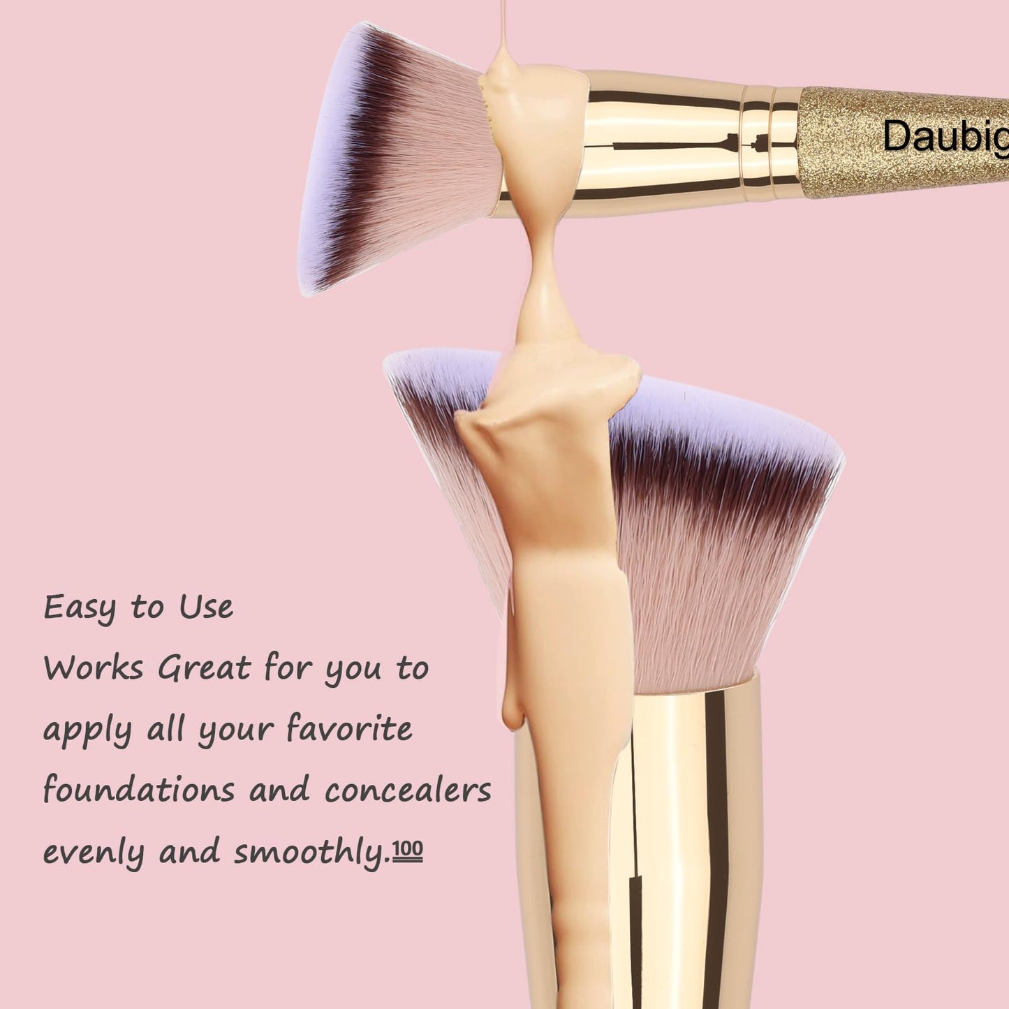 Daubigny Makeup Brushes Angled Dual-ended Foundation Brush Concealer Brush Perfect for Any Look Premium Luxe Hair Rounded Taperd Flawless Brush Ideal for Liquid, Cream, Powder,Blending,