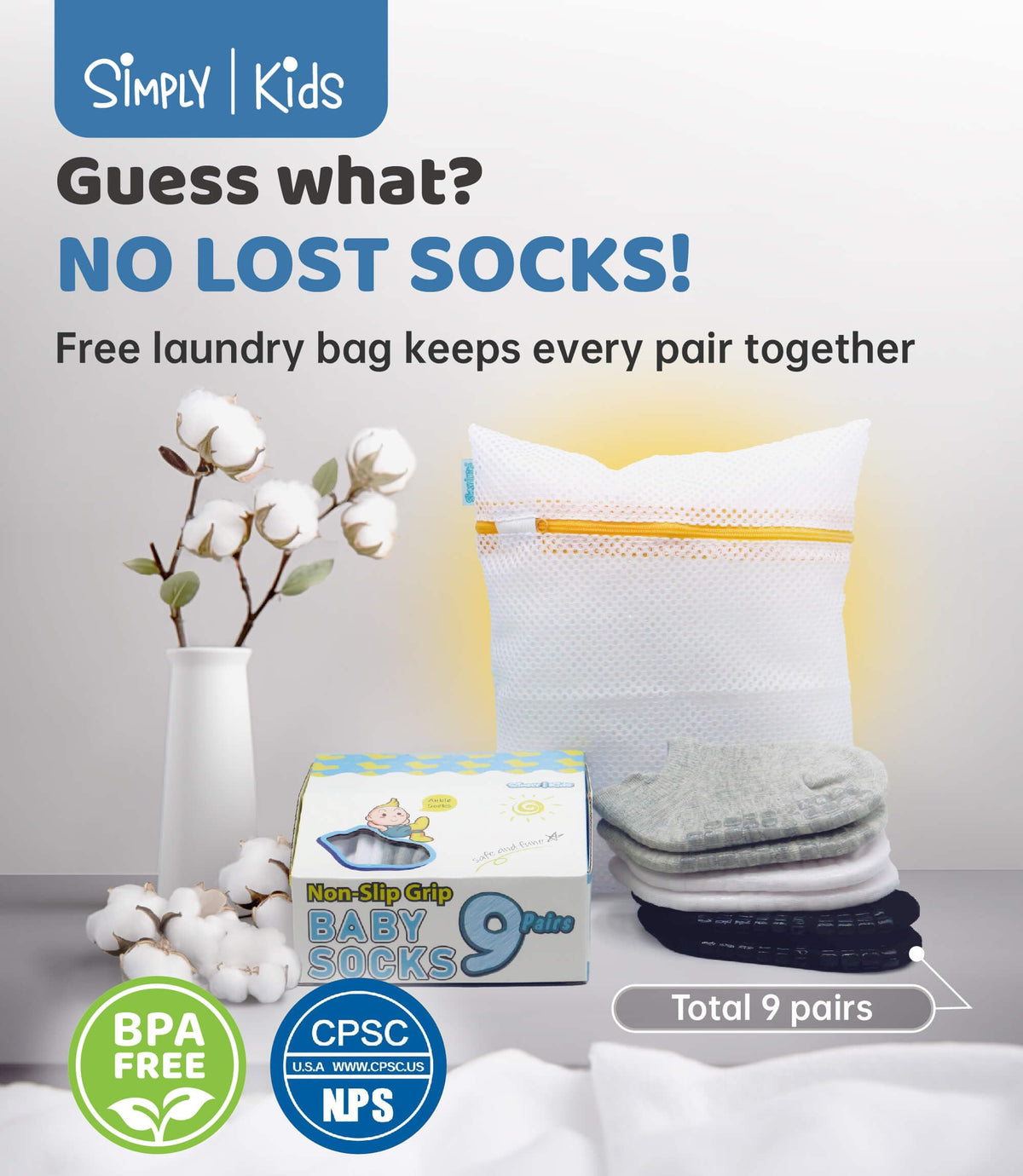 Simply Kids Toddler Socks with Grippers for Boy and Girl 1t-2t 2t-3t, Non Slip Baby Grip Socks for 12-18 18-24 Months