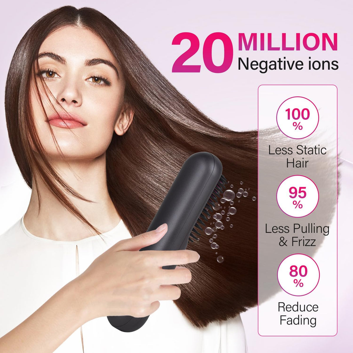 Rechargeable Hot Hair Brush Straightener Heat Pressing Combs Ceramic Electric Straightening Comb, Anti Burn for Natural Black Hair Beard Wigs Holiday Gifts