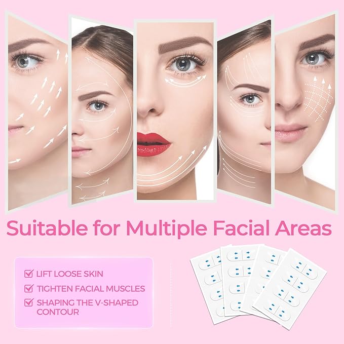 Face Neck Tape Lifting Invisible, Face Lift Tape 152 Pcs, Instant Makeup Facelift Sticker for Loose Skin, V-Edge Facial Tightening Strips forTurkey Neck Sagging Skin, Brows, Jowls, Double Chin
