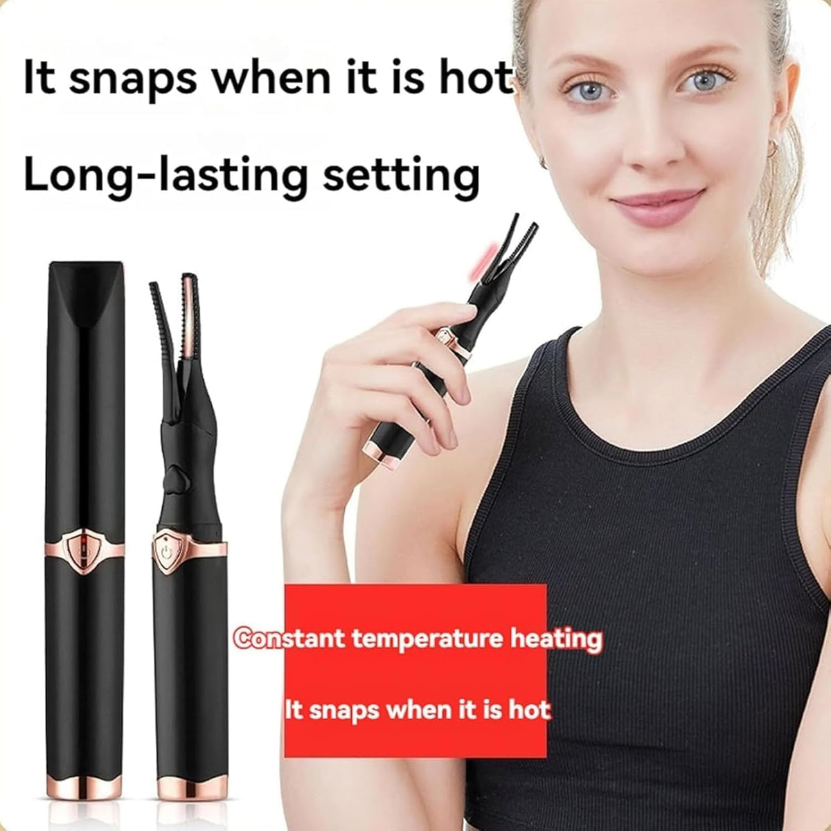 Electric Eyelash Curlers, 2025 New Heated Eyelash Curler, Eyelash Curler for Women, with 8s Fast Heating, 3 Adjustable Temperatures, USB Rechargeable for Long-Lasting Curls (2Pcs Black+White)