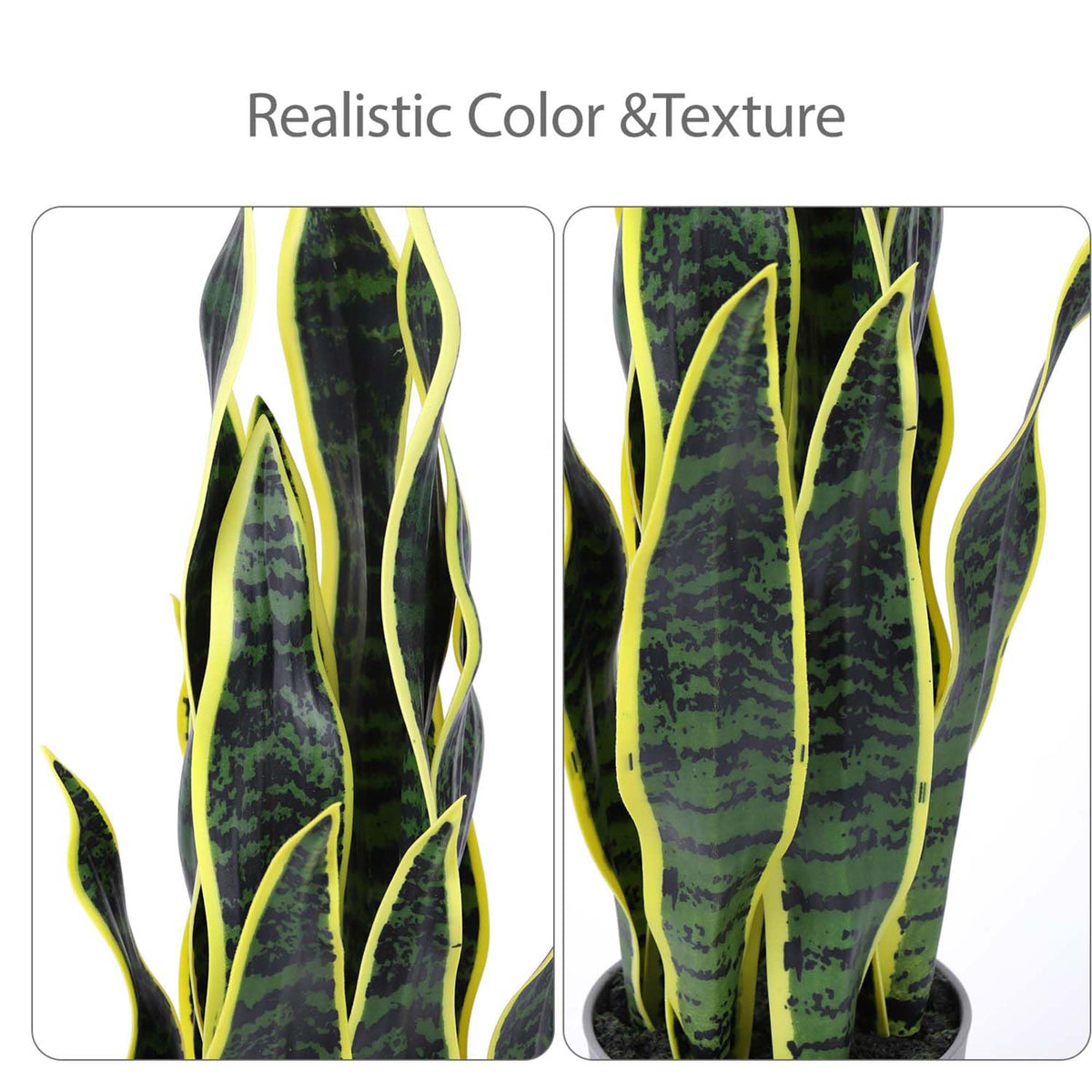 Artificial Snake Plant 25Inch Fake Sansevieria Faux Silk Potted Plant Artificial Mother in Law Tongue Plant for Indoor Outdoor Home Office Garden Decor Yellow