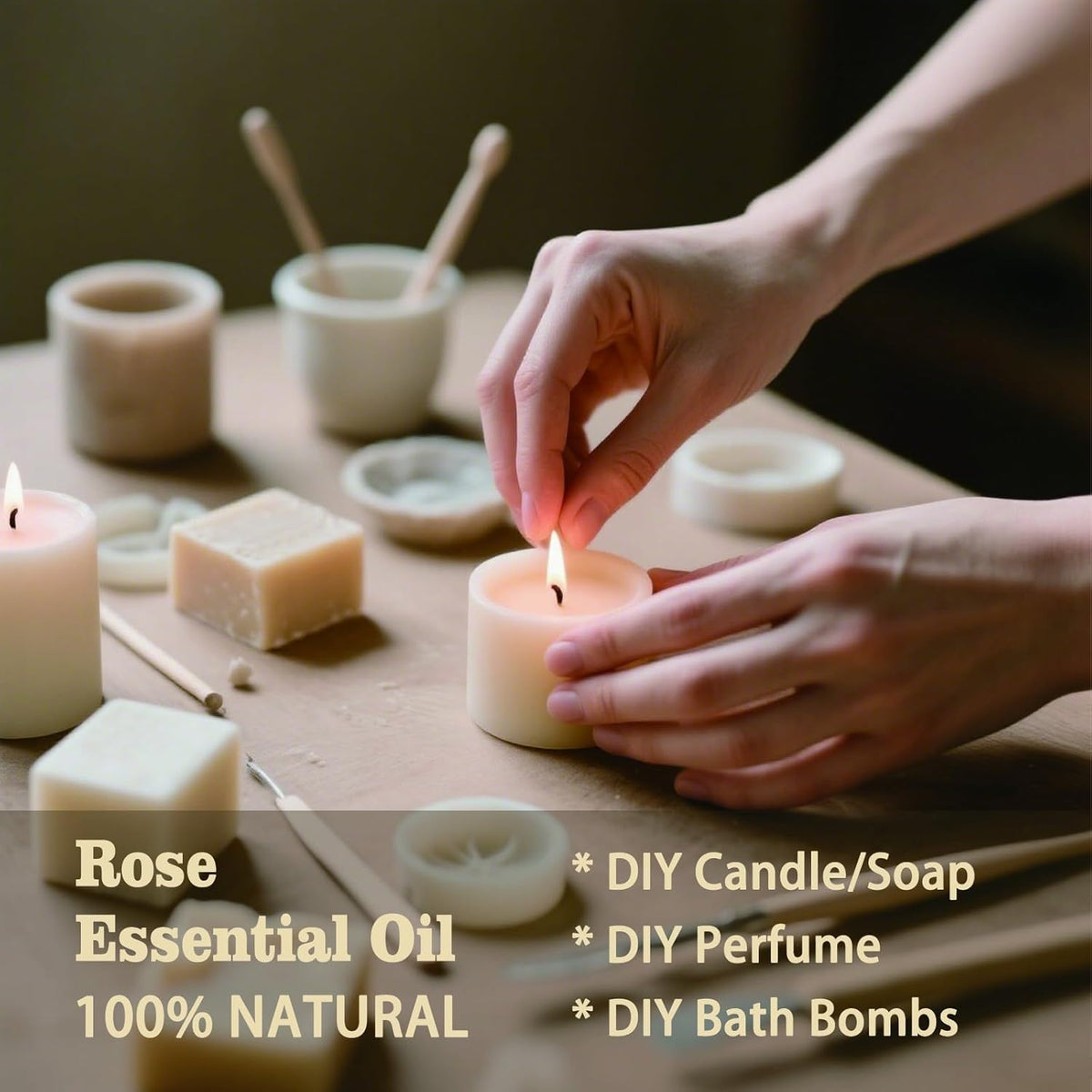 Rose Fragrance Oil-Sandalwood Essential Oil 8.33oz (250ml)-100% Pure Natural Scent for Diffusers, Candles, Soap Making & Aromatherapy-Relaxing Home & Gift Essential Oil for Bath, Massage