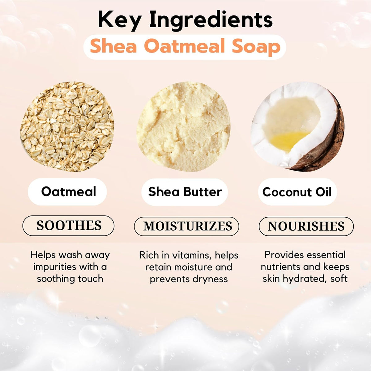 ECO ROOTS 3 Pack Natural Oatmeal Soap Bar – Face & Body Cleansing Bar with Shea Butter & Coconut Oil – Gentle Daily Moisturizing Bars of Soap