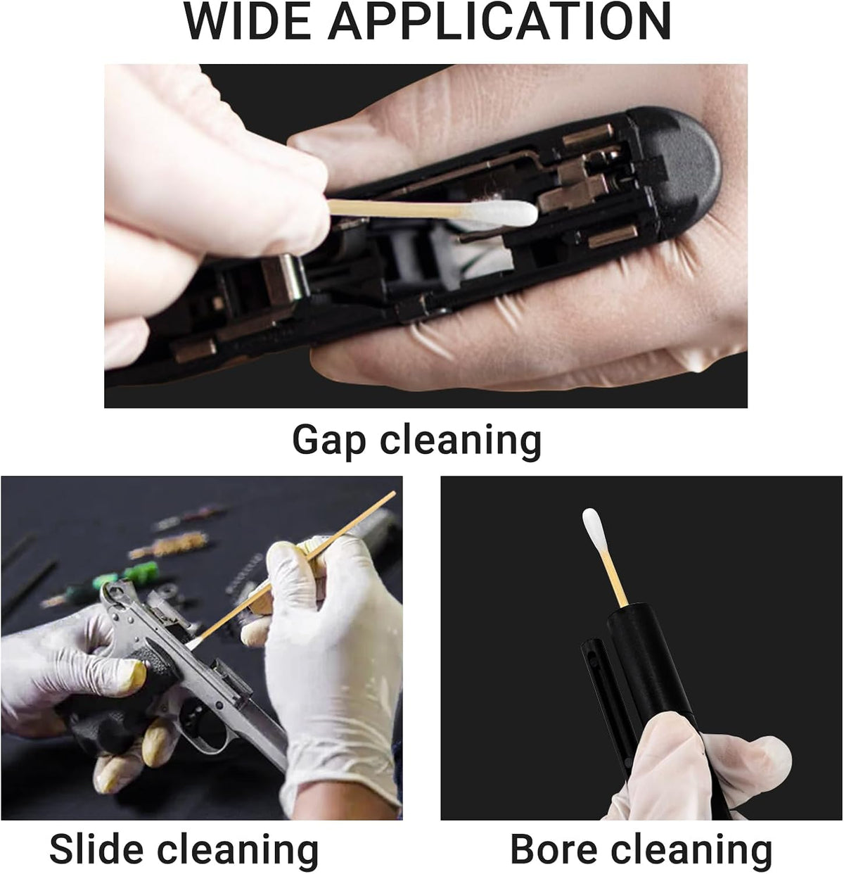 500/1000 Count 6'' Long Round/Pointed Cotton Swabs Durable Stem, Lint- Free Gun Cleaning Swabs Pure Cotton Tips for Gun Maintenance, Makeup, Pet Care, Equipment (Detailed Work)