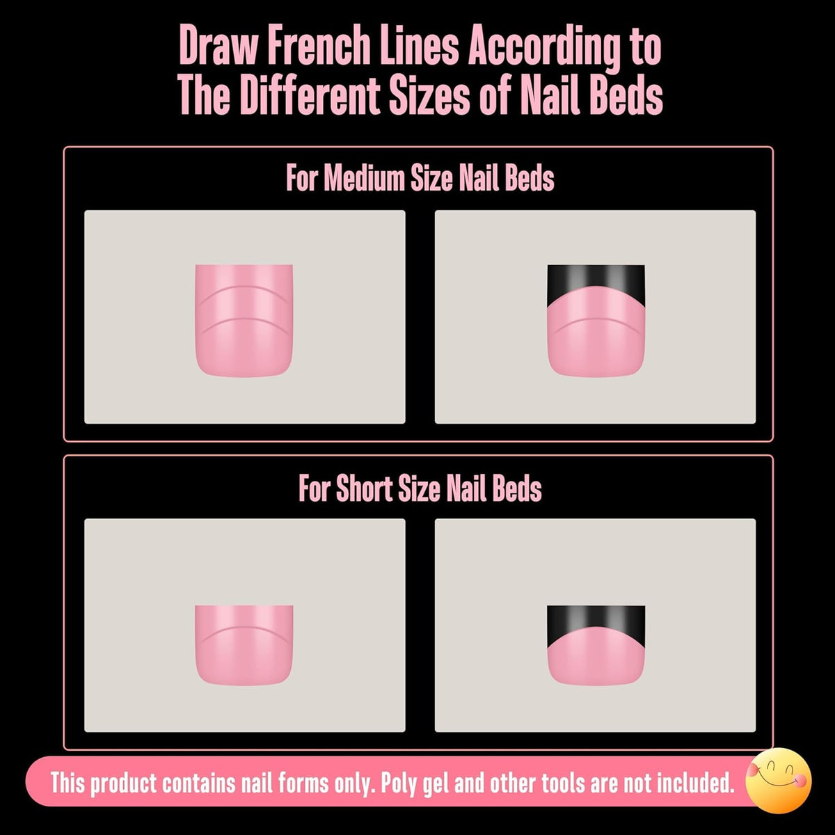Upgrade Toe Dual Nail Forms for Poly Gel with Inner French Tips Auxiliary Line for Toenail Extension, Square Soft Gel Nail Extension, Full Cover Molds for Pedicure DIY x 15 Sizes 270 pcs
