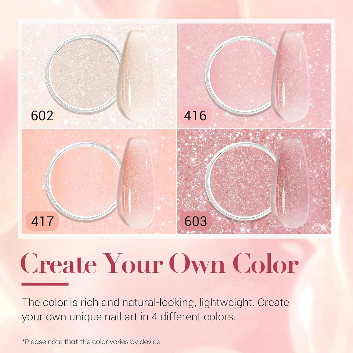 AZUREBEAUTY Jelly Dip Powder Nail Kit, Transparent Glitter Nude Pink Sheer Peach Neutral 4 Colors Dipping Powder Liquid Set with Base/Top Coat Activator for French Nail Art Manicure DIY Home Gifts