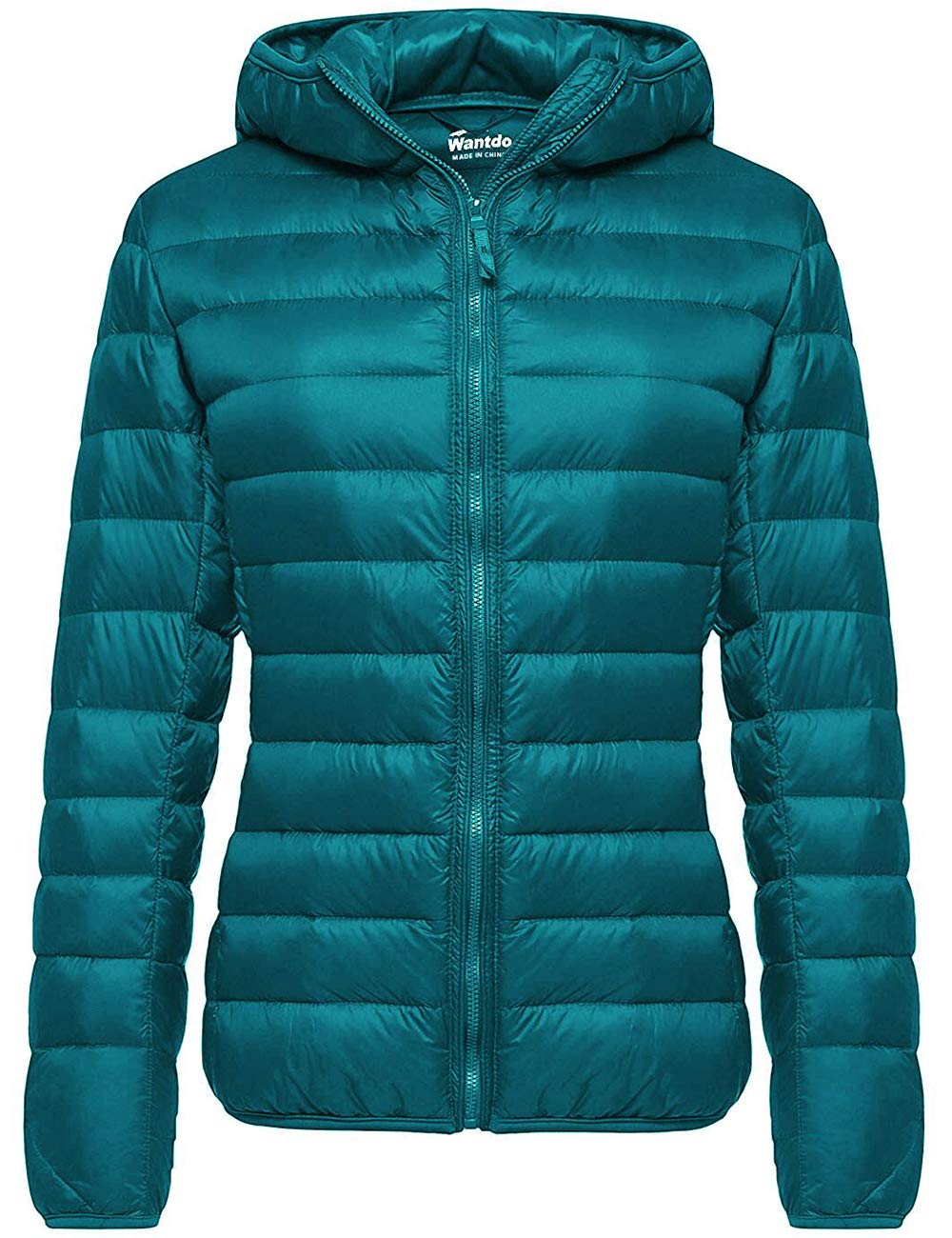 wantdo Women's Light Weight Down Coat Packable Warm Jacket Teal Blue Large