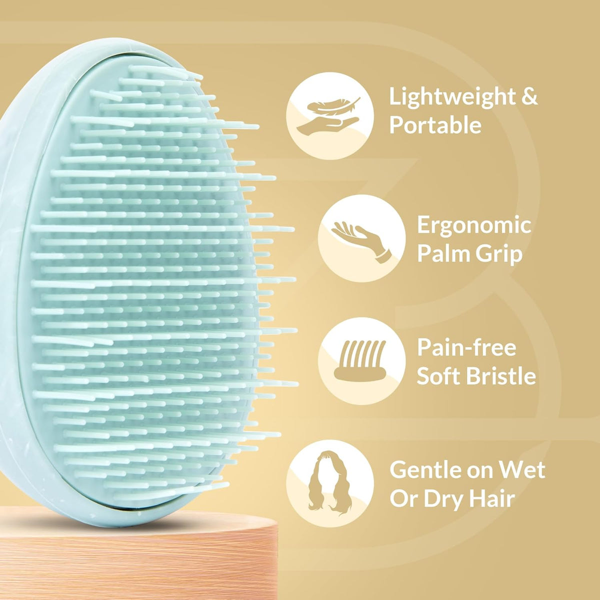 Travel Hairbrush - Mini Hair Detangler for Women Teens Kids - Sensory Scalp Massager - Small Portable Comb - Thick, Curly, Straight, Wet, Dry - Compact Detangler - Purse Essentials