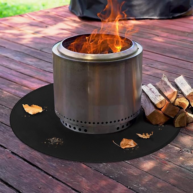 39" Fire Pit Mat for Solo Stove Bonfire, Round Fireproof Under Grill Mats for Outdoor Grill, Portable Camping Stove Mat for Solo Stove Accessories