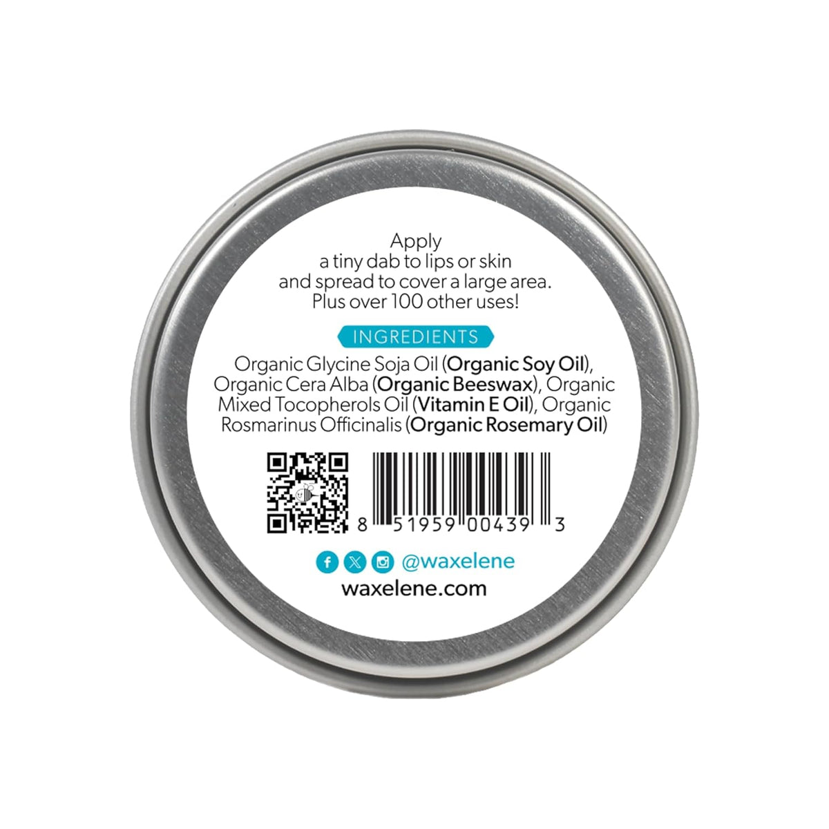 Waxelene Original Aerated Lip Balm Tin, Best Lip Balm Ever Organic Calming Multipurpose Ointment Baby Eczema Dry Sensitive Skin Body Face Moisturizer