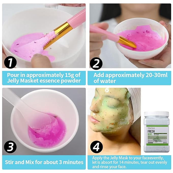 Jelly Mask for facials, Facial Skin Care- Peel-Off Jelly Mask Set, Face Mask For Instant Hydration, Vegan Peel Off Face Mask, For Moisturizing, Smoothing (Fresh Mint)