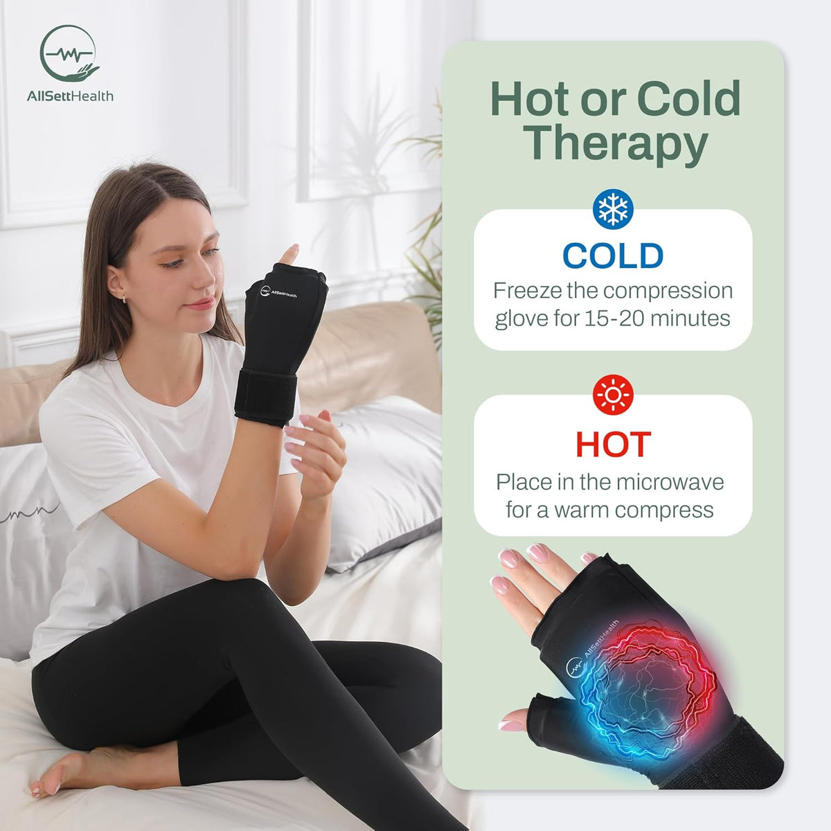 Wrist Ice Pack Wrap - Hot and Cold Gel Thumb & Hand Ice Pack Glove for Arthritis Relief | Microwavable & Freezer Safe, Dual Therapy for Carpal Tunnel, Tendonitis, Swelling, Targeted Relief for Hand