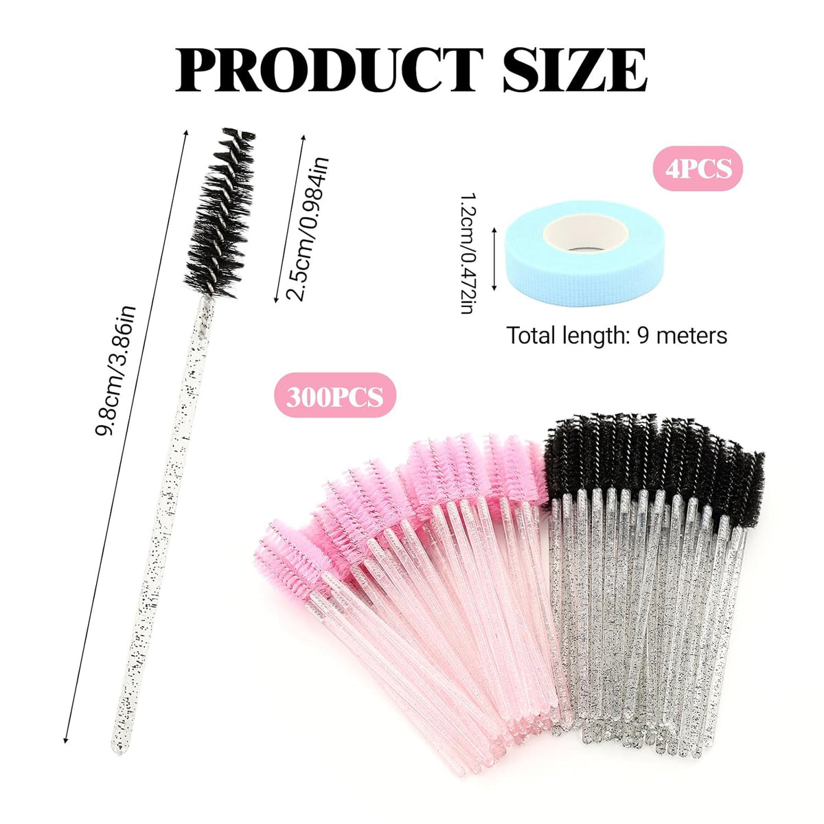 Mascara Wands, Lash Spoolies For Eyelash Extensions, Eyebrows Brush, Disposable Eye Lashes Brushes, Pink & Black Spooly Wand (300pcs）