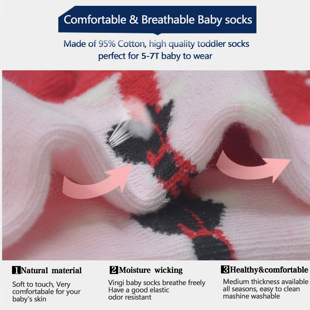 SkiBeaut Toddlers Girls Socks, 12 Pairs Kids Non Slip Sticky Slippery Crew Children Grippy House Toddler Boy Girl Socks with Grips for 12-36 Months 1-3 Years Old