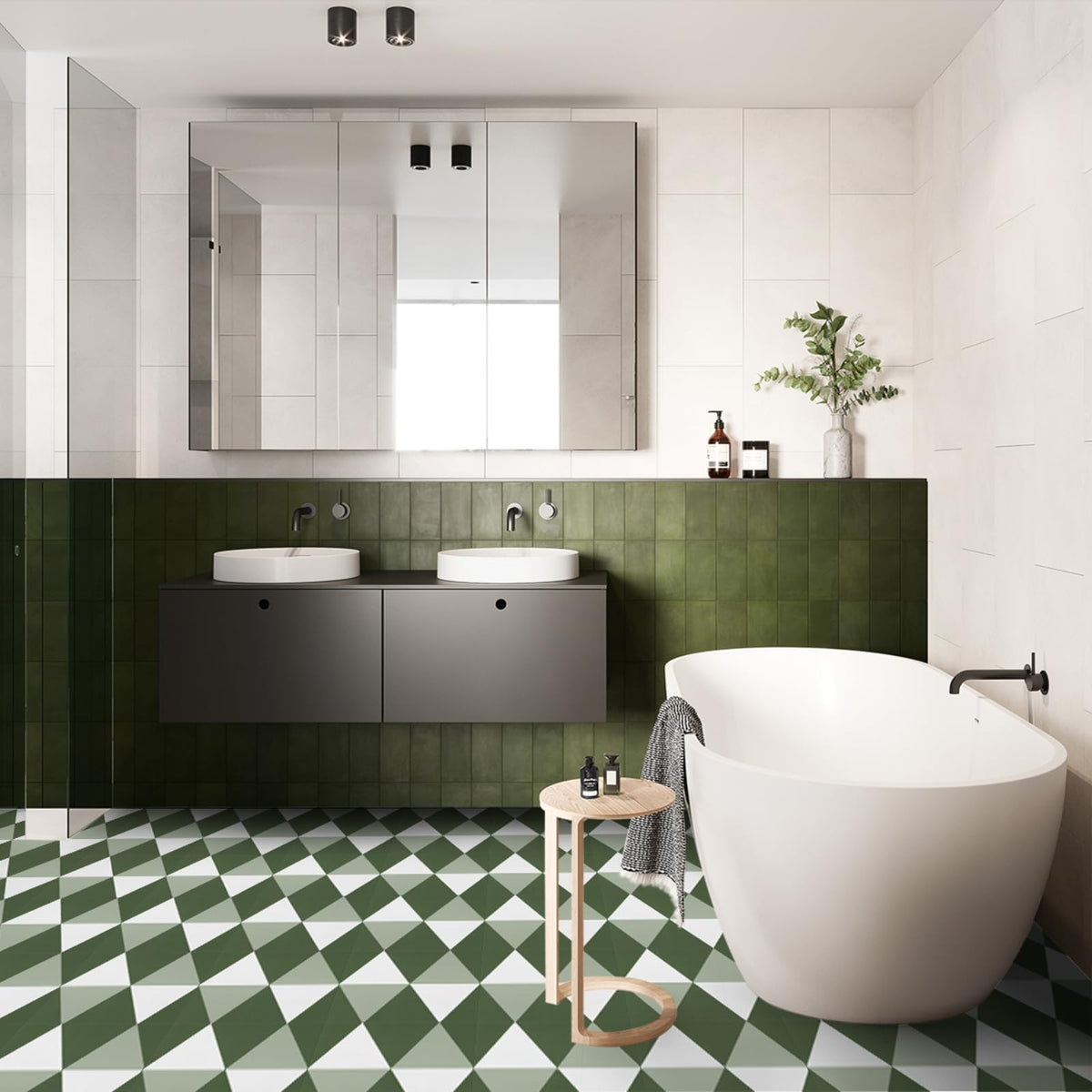 Alow Peel and Stick Floor Tile,Green Self-Adhsive Peel and Stick Flooring,Waterproof Vinyl Flooring Suit for Kitchen、Toilet (12×12in 10pcs)