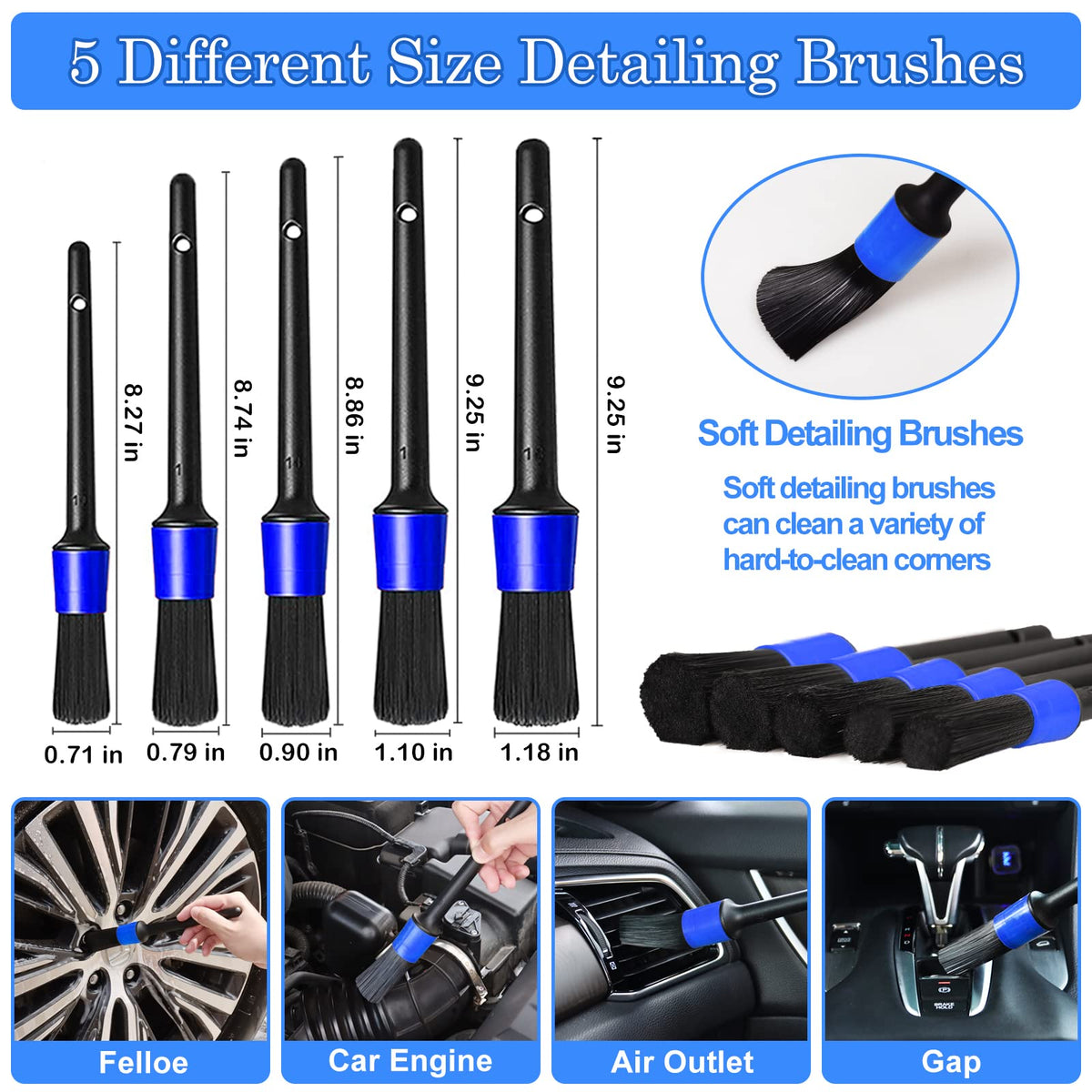 27Pcs Car Detailing Kit, Car Detailing Brush Set, Auto Detailing Drill Brush Set, Car Detailing Brushes, Car Wash Kit, Car Accessories, Car Cleaning Tools Kit for Interior, Exterior, Wheels
