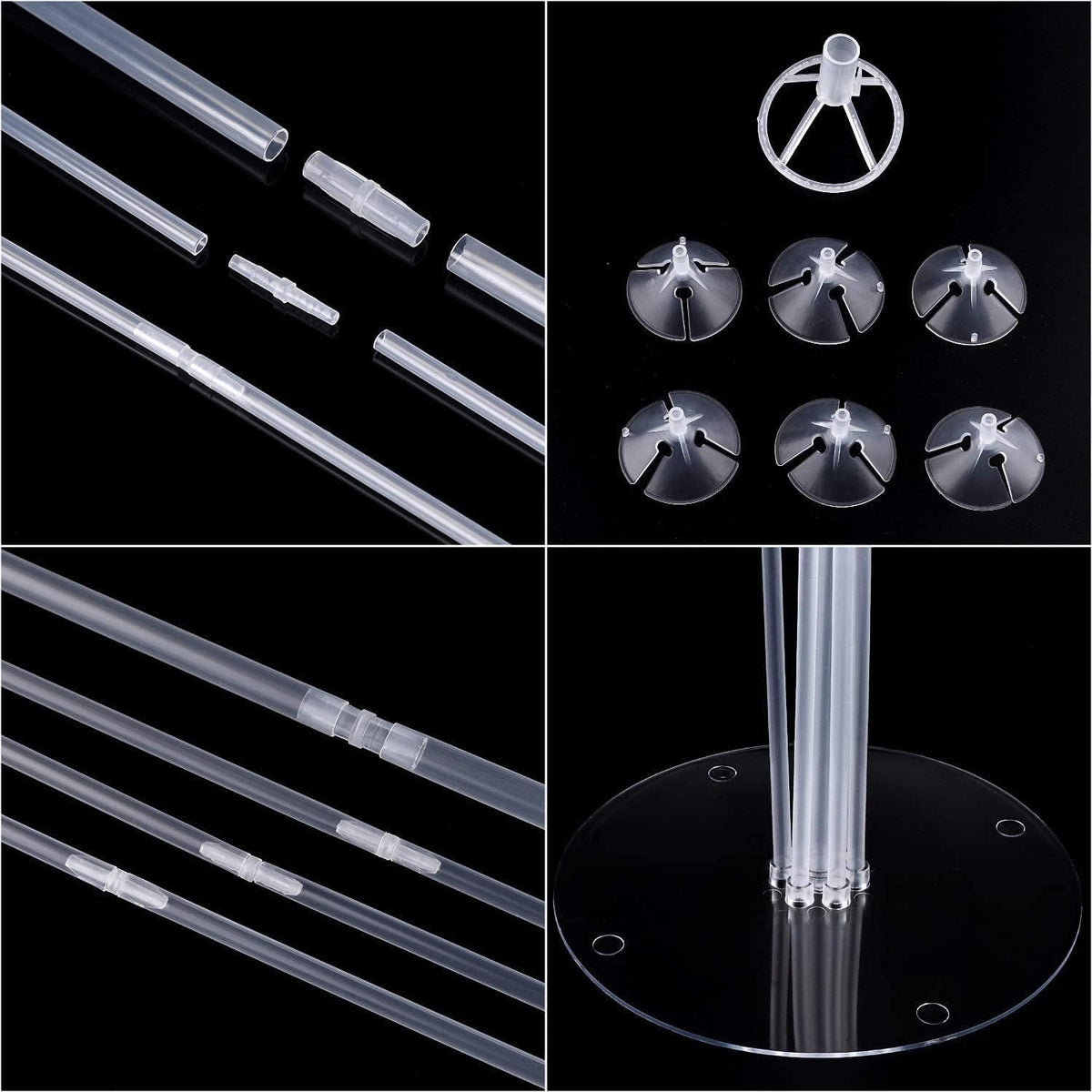 Balloon Stand Kit for Party and Wedding Decorations Celebrations 4 Sets Balloon Stands fot Table with 28 Sticks 28 Cups and 4 Bases