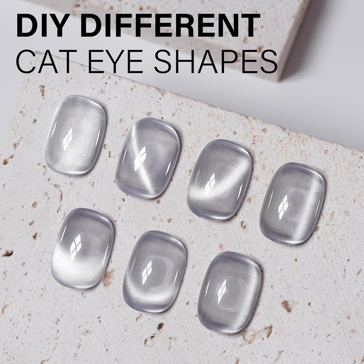 AILLSA Silver Cat Eye Gel Nail Polish Gray Glitter Crystal Polish with Magnet, Shimmer Clear Sparkle Nail Polish Reflective Translucent Jelly Color U V Gel Salon DIY at Home 0.5 OZ GF18