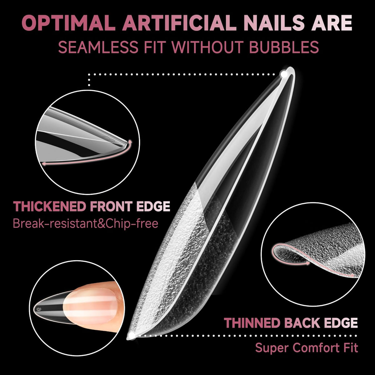 UNA GELLA Medium Almond Gel Nail Tips Half Matte 312pcs Almond Gel Nails No C Curve Clear False Fake Nails Effective Nail Extensions for DIY Art Salon-Level Press On Nails, 12 Sizes