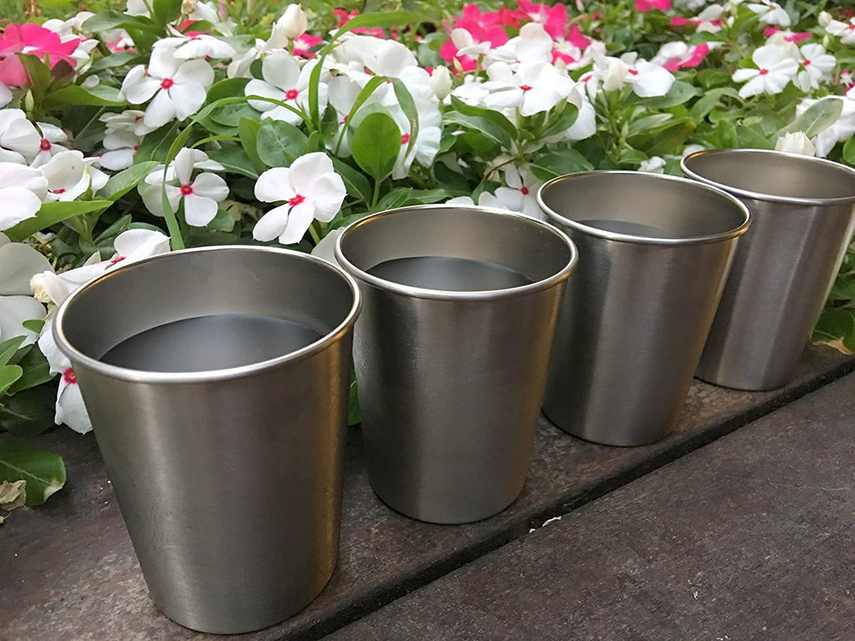 CHILLOUT LIFE Stainless Steel Cups for Kids and Adult 12 oz – Metal Kids Cups stackable for Home & Outdoor Activities, BPA Free Healthy Unbreakable Premium Metal Drinking Pint Glasses (4-Pack)