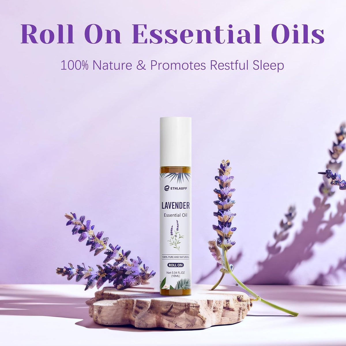 Lavender Essential Oil Roll On, Lavender Touch Essential Oil - 10 mL Roll On for Sleep and Relaxation
