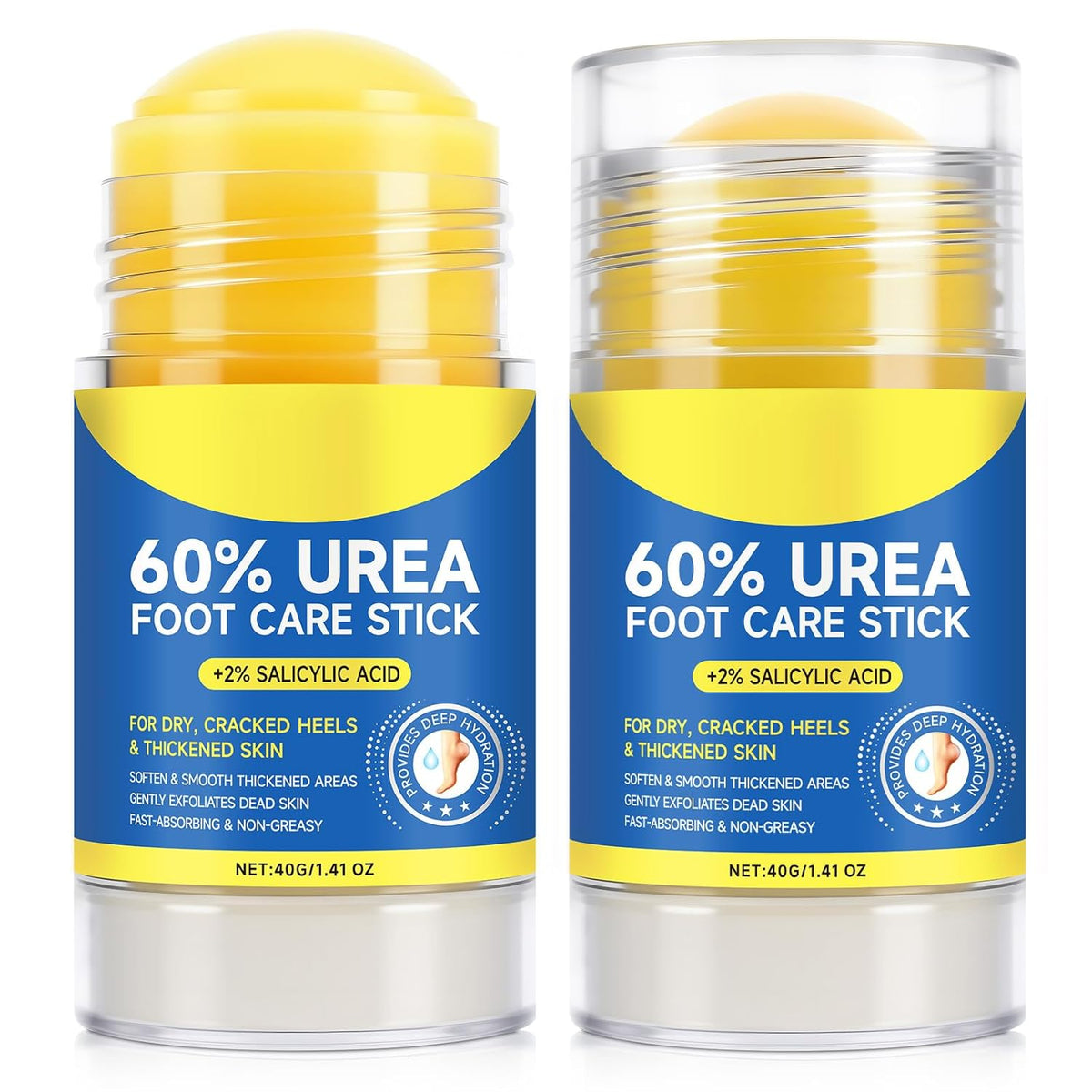 Foot Urea Cream, 60% Urea Cream for Feet Maximum Strength Repair Cracked Skin, Foot Moisturizer Nourish Cracking Rough Dry Heels, Feet Callus Remover Gel (2Pack)