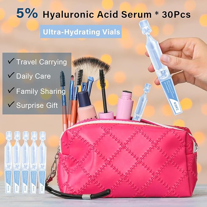 5% Hyaluronic Acid Serum,Ultra Hydrated Vial of Hyaluronic Acid Tubes，Awaken Natural Perfection for Face Serum Hydrated ，Anti-Aging, Deep Moisturizing, Revitalizing Skin (1.5ml*30Pcs)