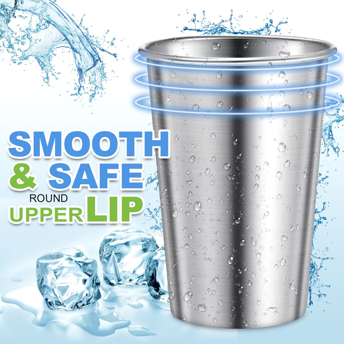 Honeydak 12 Pack Stainless Steel Cups 16 oz Metal Camping Cups Stackable Stainless Steel Pint Tumblers Shatterproof Drinking Glasses for Adults Travel, Outdoor, Camping, Everyday
