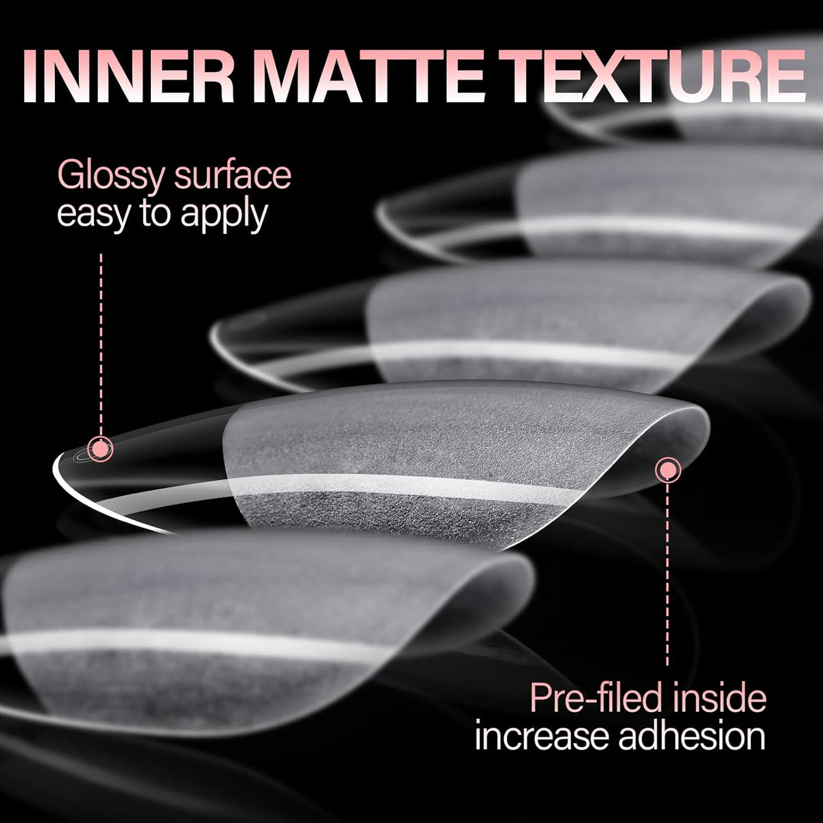 AILLSA Short Oval Nail Tips Full Cover Clear Gelly Nails Tip Half Matte Acrylic Tips Pre-Filed Fake Press on Nail Tips for Extension Home DIY Salon Manicure 216PCS 12 Sizes
