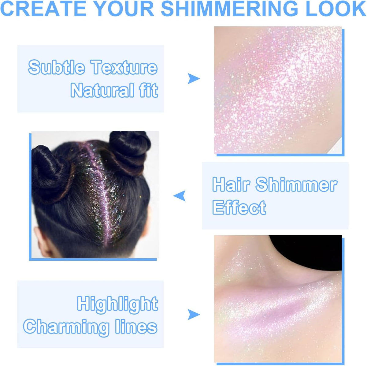 Hair and Body Glitter Spray, 1PC Hair Glitter Extra Fine Face Shimmer Powder for Clothes, Festival Loose Sparkle Powder for Rave Clothes Nail Art Easter Halloween Crafts