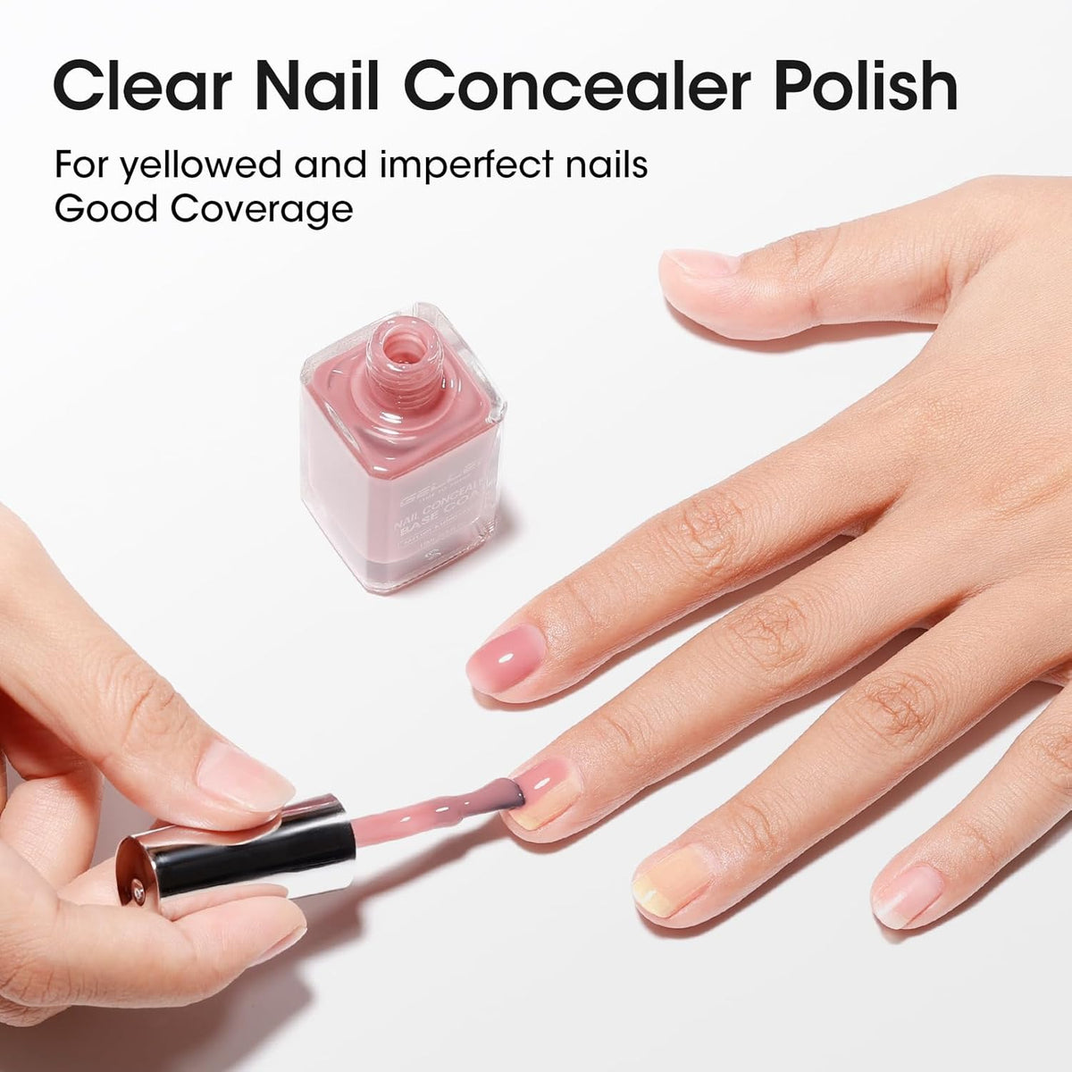 GELLEN 4-In-1 Dusty Purple Rose Illuminating Nail Concealer Base Coat Polish, Fall Sheer Mauve Nail Strengthener Ridge Filler for Nails, Smoothes Strengthens Nails, Quick Dry, Hema Free Non-toxic