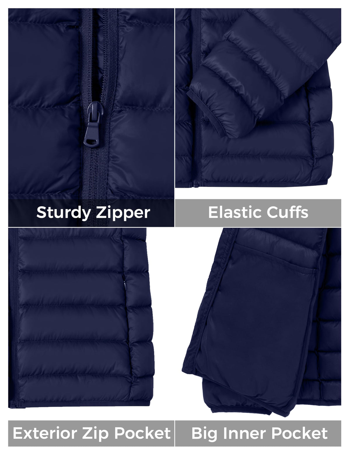 ZSHOW Women's Puffer Coat Lightweight Packable Padded Winter Jacket (Navy,X-Large)