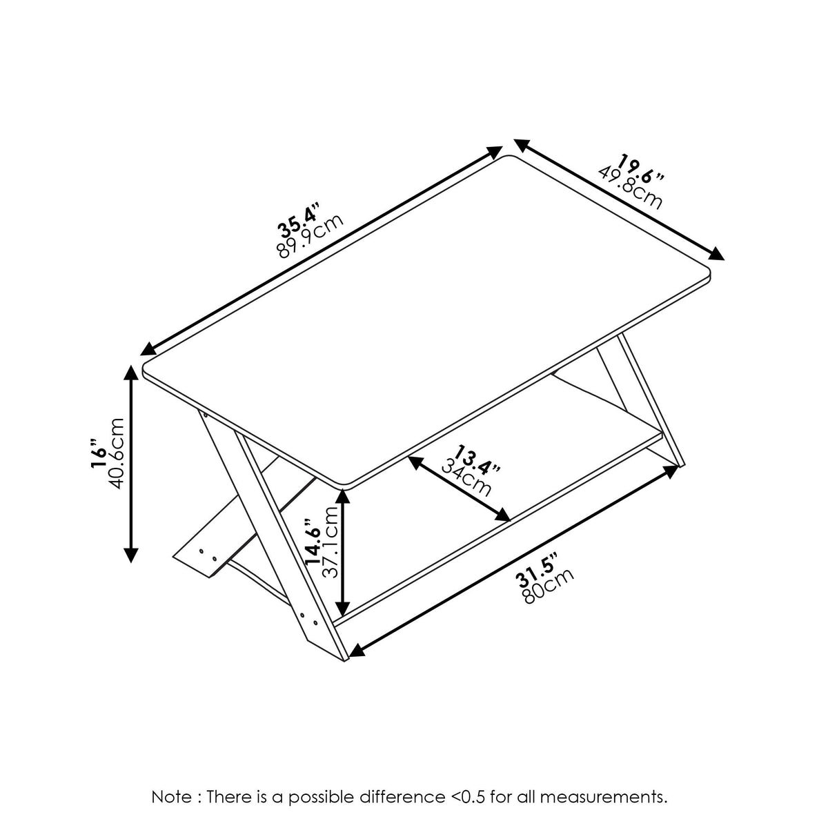 FURINNO Modern Simplistic Coffee Table, Espresso