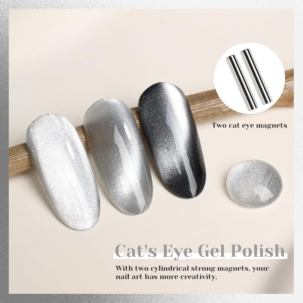 Crystal Cat Eye Gel Nail Polish,15ml Holographic Galaxy Gel Polish Soak Off UV LED Nail Lamp Magnetic Silver Shimmer Velvet Gel Nail Polish for Manicure Salon DIY Home - GP0082